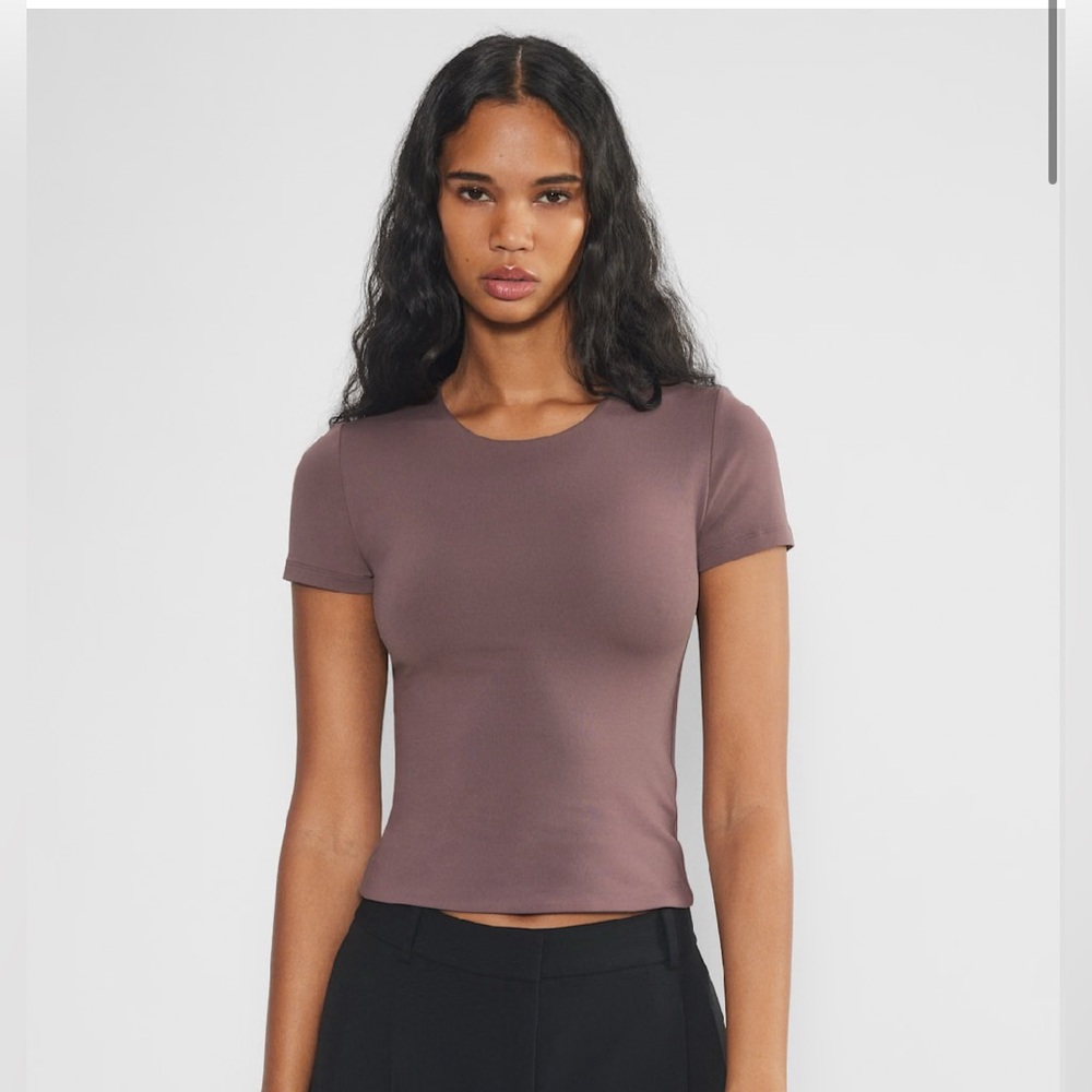 Aritzia Babaton Contour Crew TShirt XL Deep Taupe